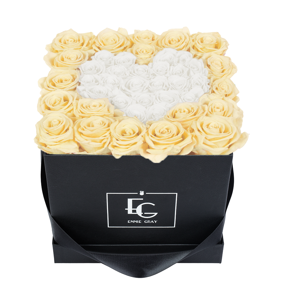 HEART SYMBOL INFINITY ROSEBOX | CHAMPAGNE & PURE WHITE | M HEART SYMBOL INFINITY ROSEBOX | CHAMPAGNE & PURE WHITE | M