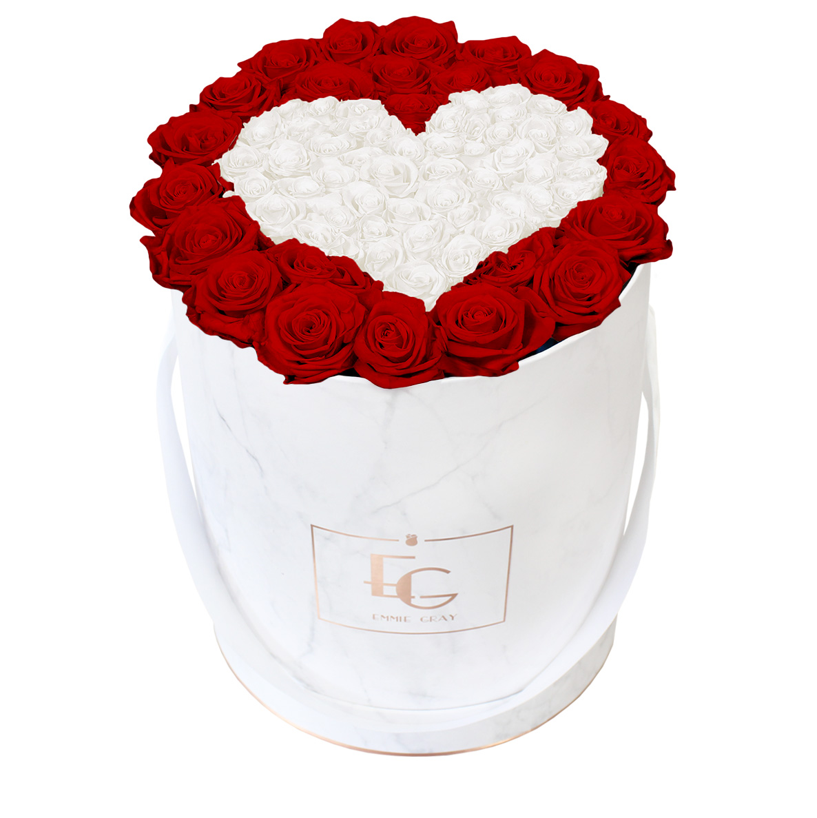 Heart Symbol Infinity Rosebox | Vibrant Red & Pure White | L