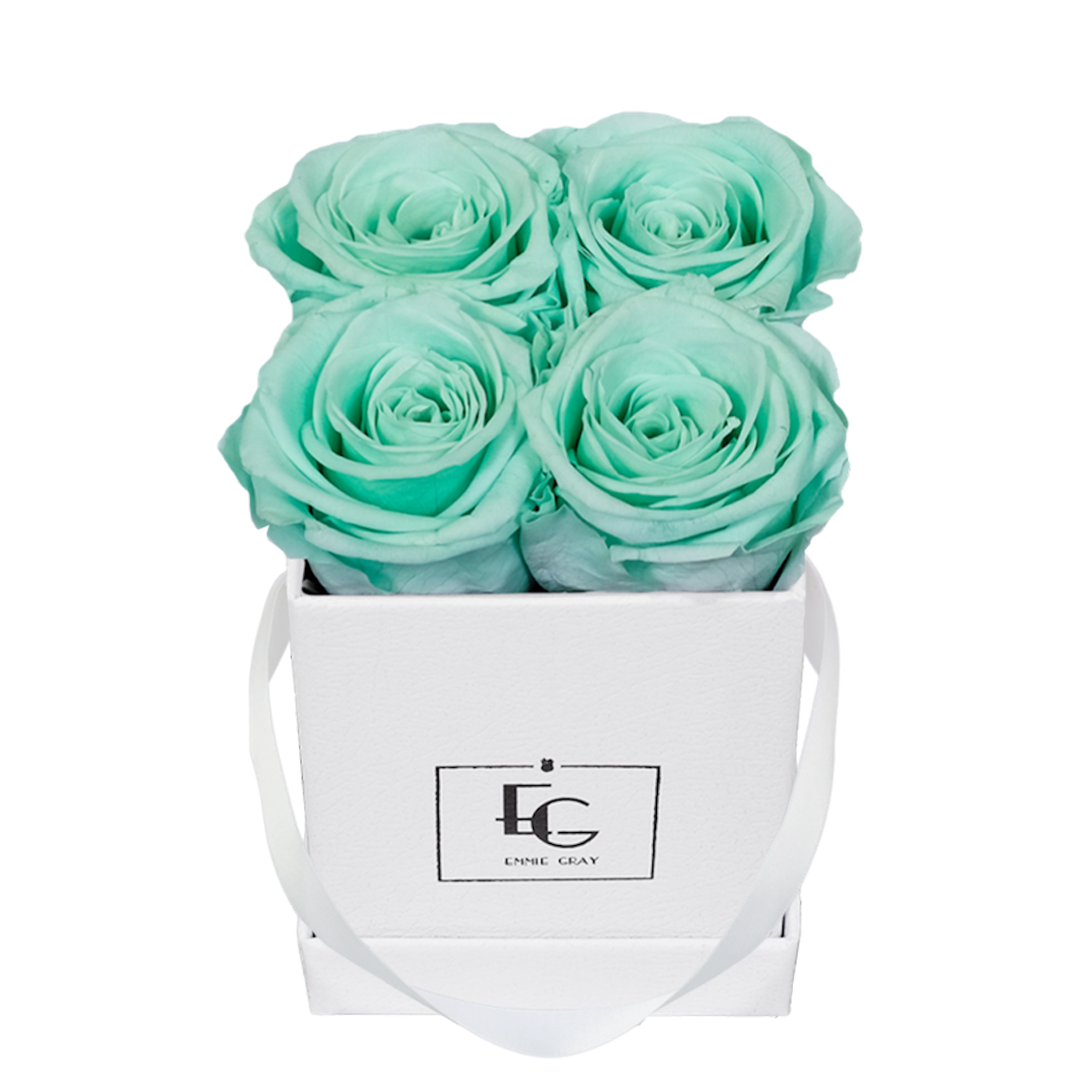 Weiße eckige Flowerbox mit Infinity Rosen | EMMIE GRAY
