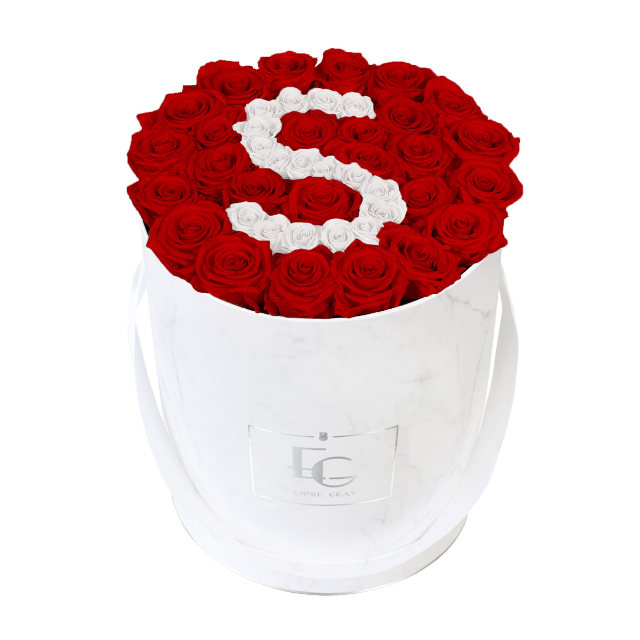 Letter Infinity Rosebox | Vibrant Red & Pure White | L