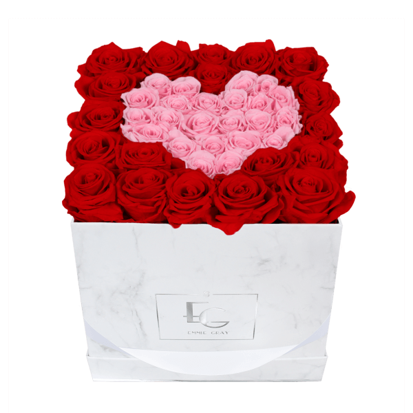 Heart Symbol Infinity Rosebox | Vibrant Red & Bridal Pink | M