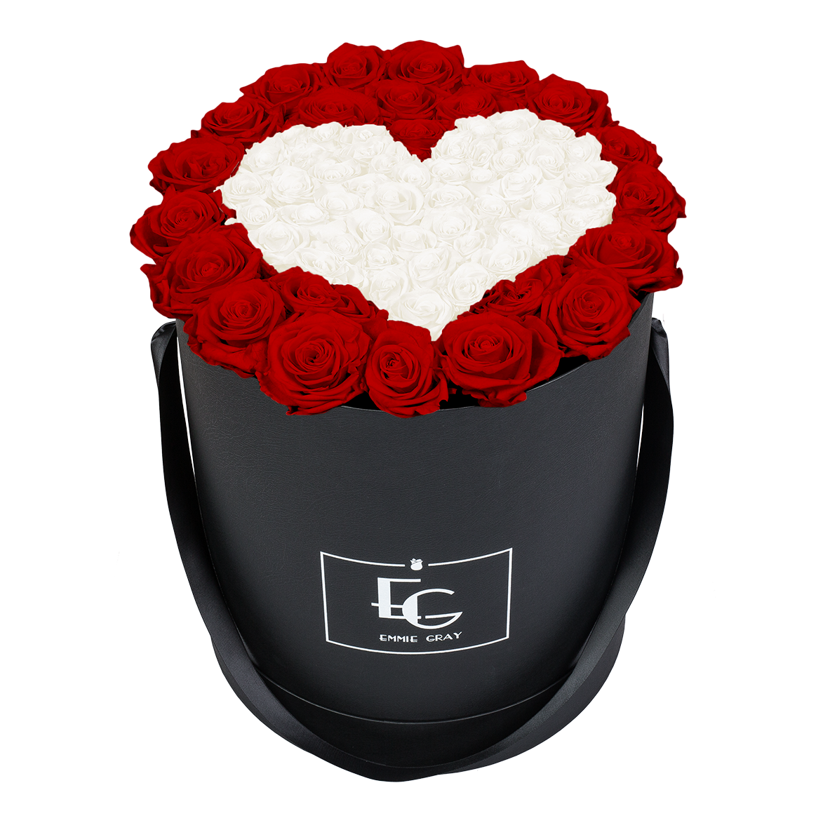HEART SYMBOL INFINITY ROSEBOX | VIBRANT RED & PURE WHITE | L