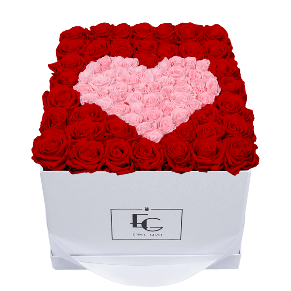 HEART SYMBOL INFINITY ROSEBOX | VIBRANT RED & BRIDAL PINK | L