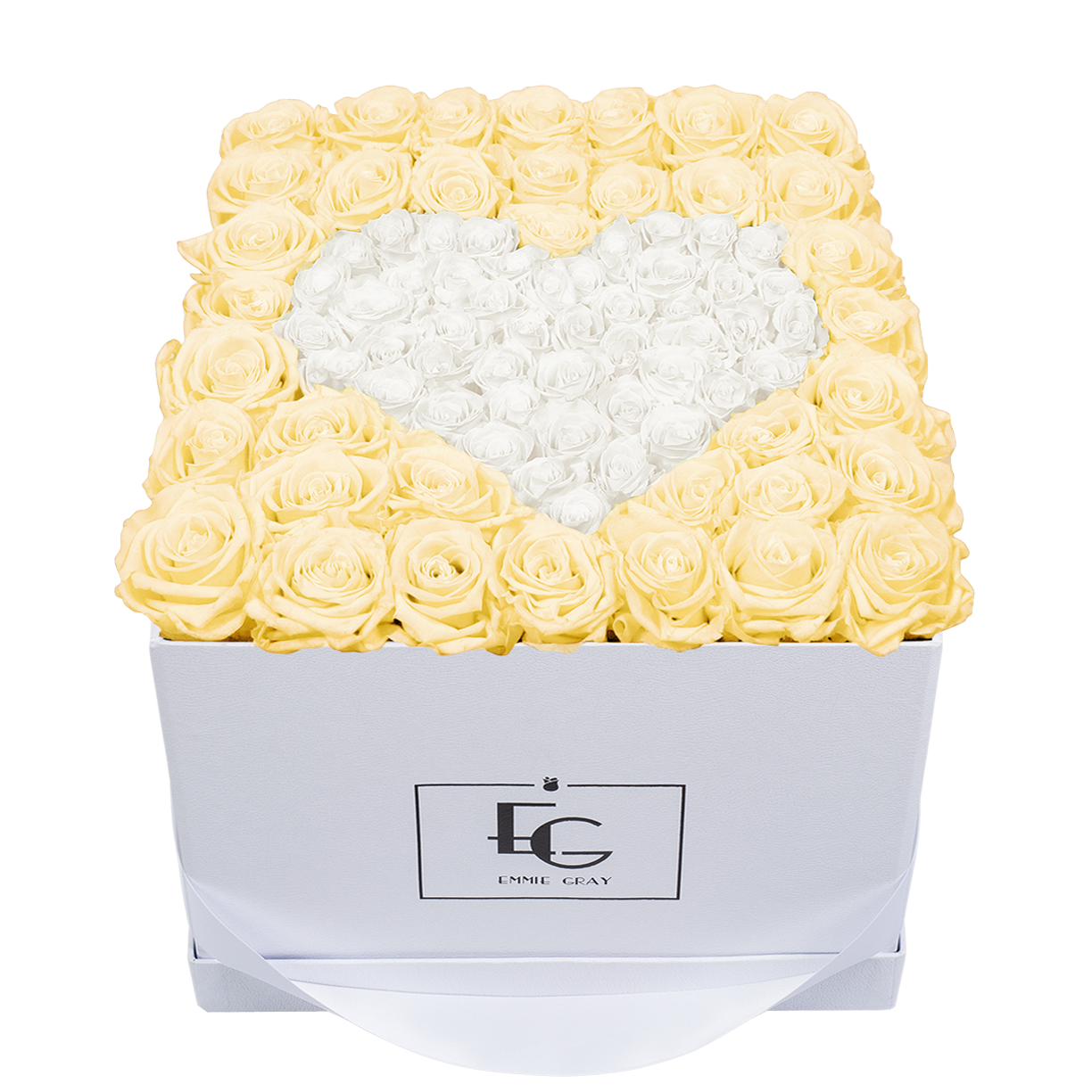 HEART SYMBOL INFINITY ROSEBOX | CHAMPAGNE & PURE WHITE | L
