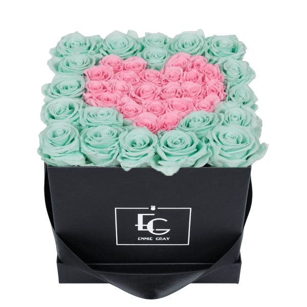 HEART SYMBOL INFINITY ROSEBOX | MINTY GREEN & BRIDAL PINK | M