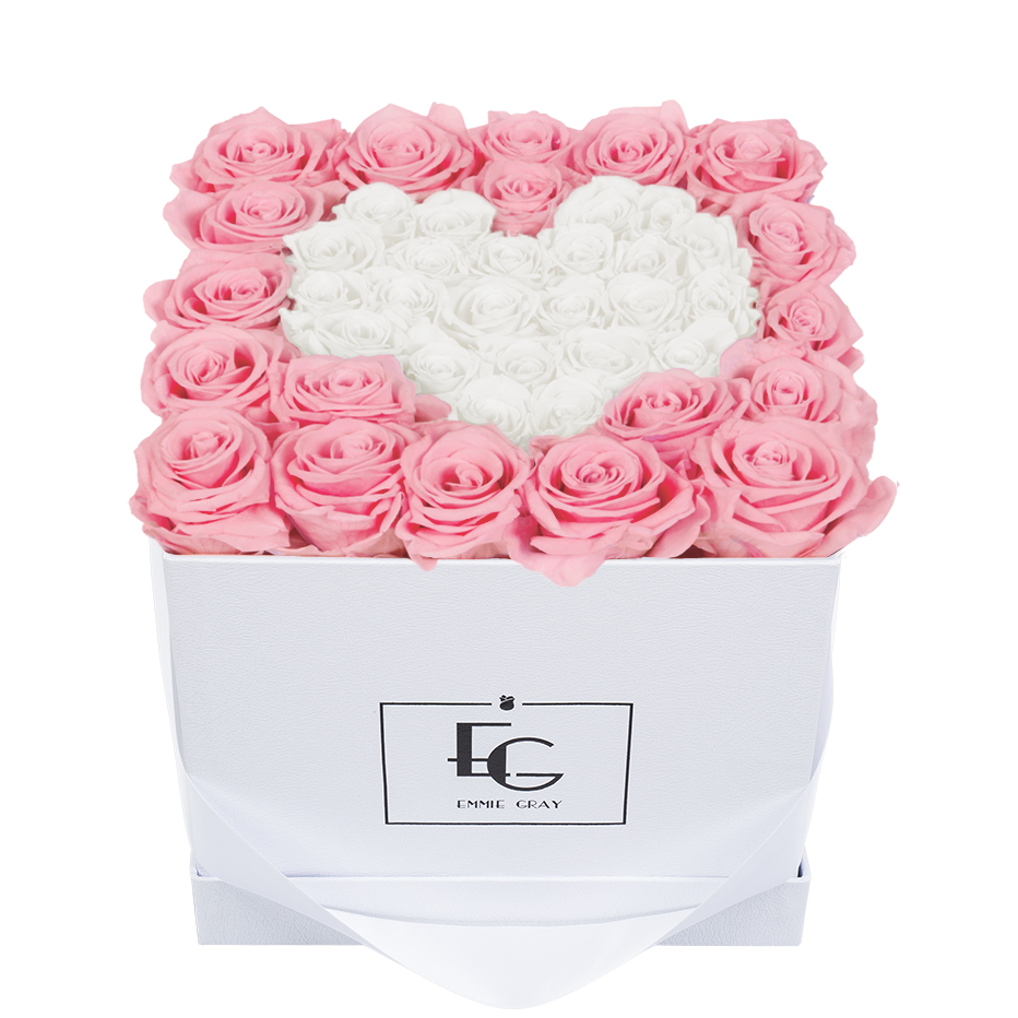HEART SYMBOL INFINITY ROSEBOX | BRIDAL PINK & PURE WHITE | M HEART SYMBOL INFINITY ROSEBOX | BRIDAL PINK & PURE WHITE | M