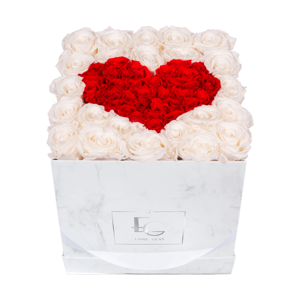 Heart Symbol Infinity Rosebox | Pure White & Vibrant Red | M