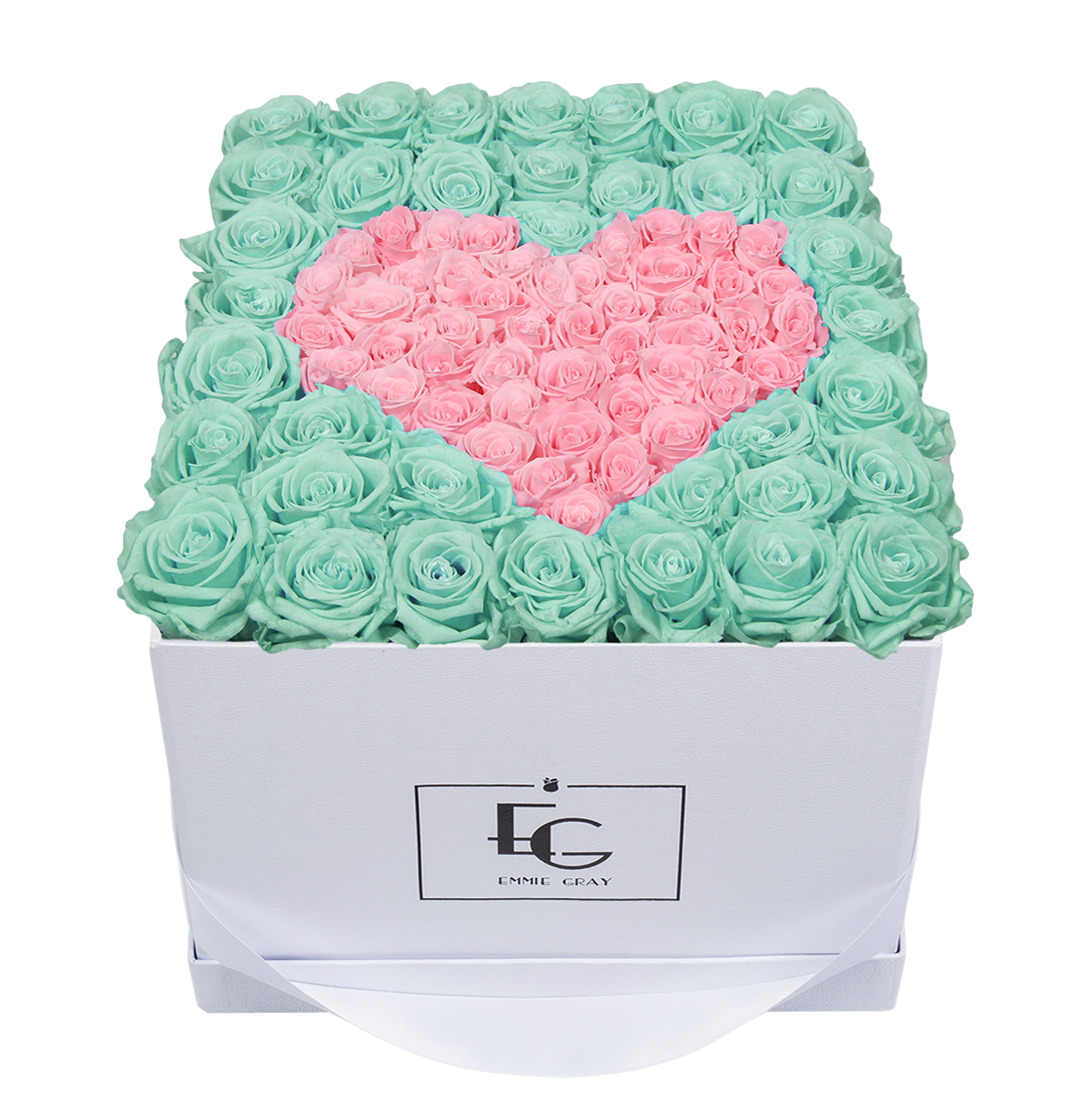 HEART SYMBOL INFINITY ROSEBOX | MINTY GREEN & BRIDAL PINK | L