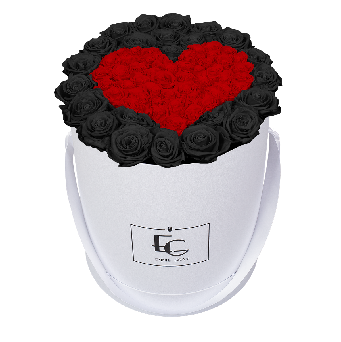 HEART SYMBOL INFINITY ROSEBOX | BLACK BEAUTY & VIBRANT RED | L