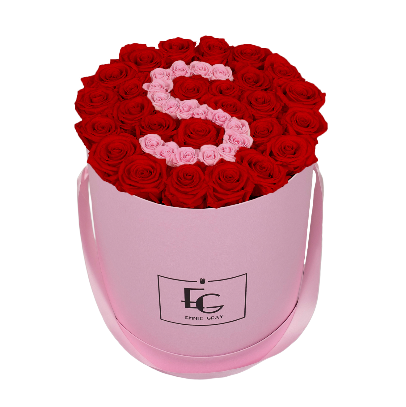 LETTER INFINITY ROSEBOX | VIBRANT RED & BRIDAL PINK | L