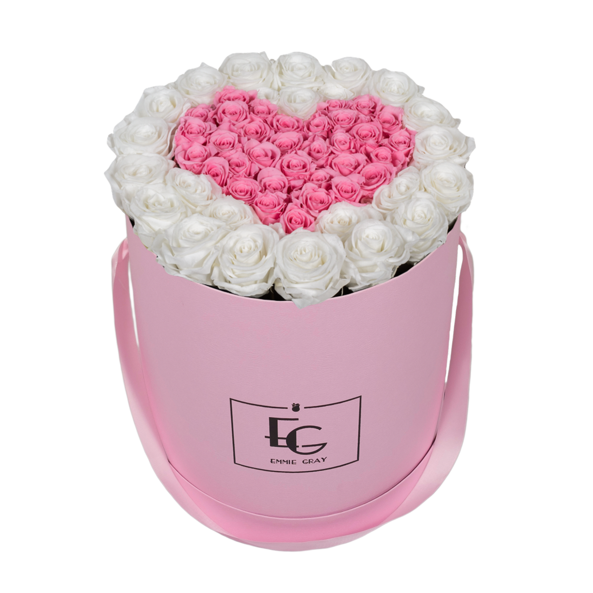 HEART SYMBOL INFINITY ROSEBOX | PURE WHITE & BRIDAL PINK | L