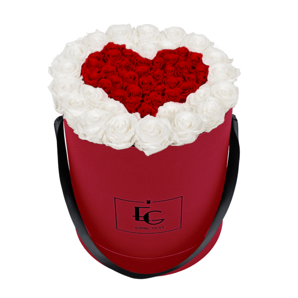 HEART SYMBOL INFINITY ROSEBOX | PURE WHITE & VIBRANT RED | L