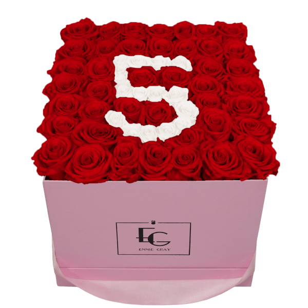 NUMBER INFINITY ROSEBOX | VIBRANT RED & PURE WHITE | L