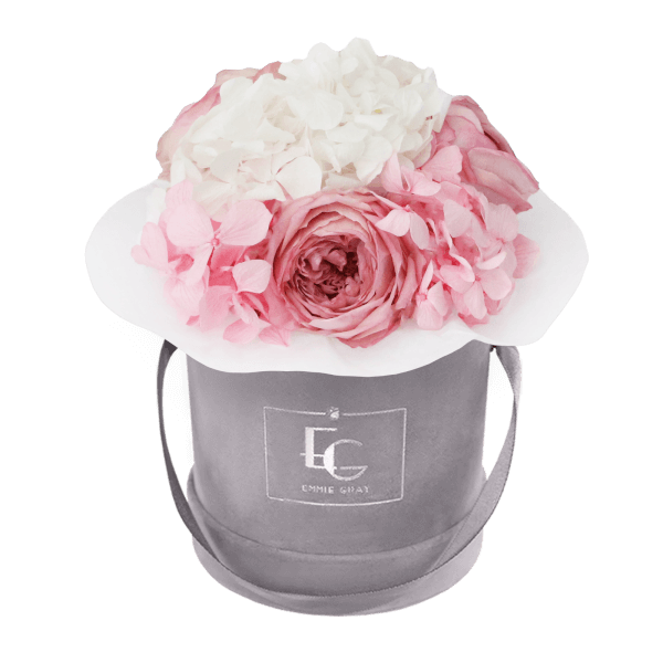 Splendid Peony Mix Infinity Rosebox | Bridal Pink & Pure White | XS