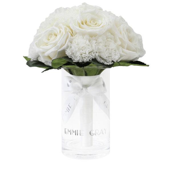Romantic Carnation Infinity Bouquet | Pure White | S
