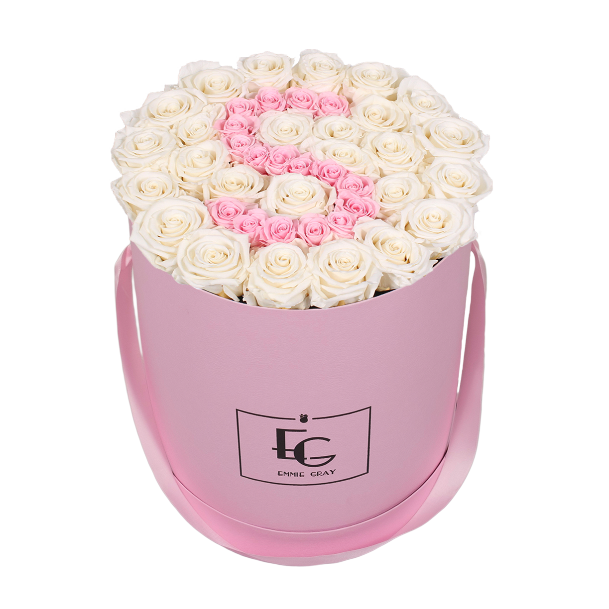 LETTER INFINITY ROSEBOX | PURE WHITE & BRIDAL PINK | L