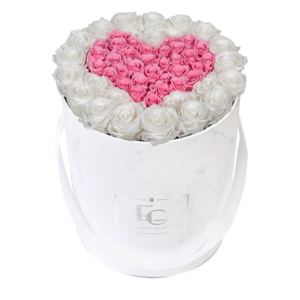 Heart Symbol Infinity Rosebox | Pure White & Bridal Pink | L