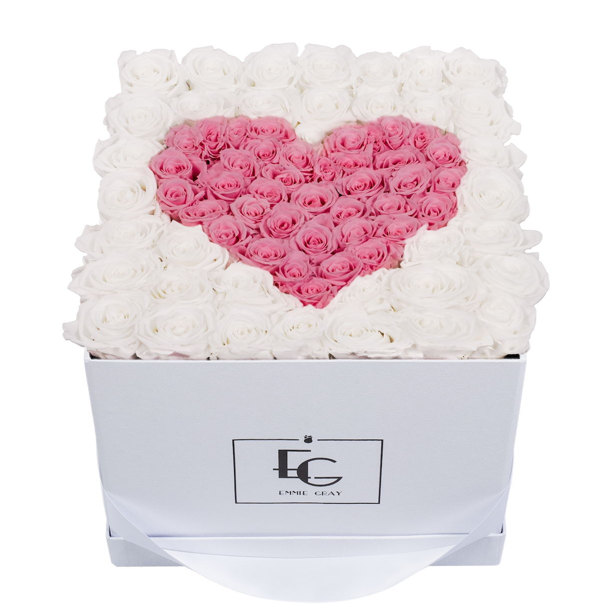 HEART SYMBOL INFINITY ROSEBOX | PURE WHITE & BRIDAL PINK | L