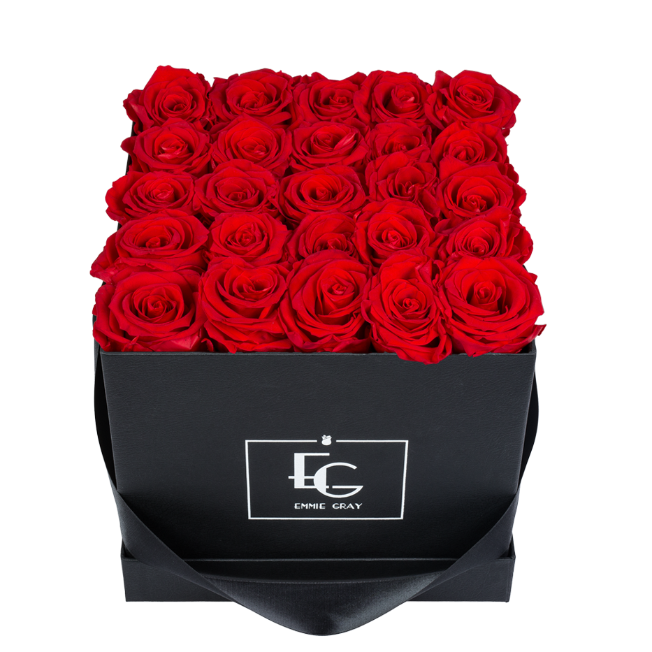 Eckige Flowerbox In Schwarz Mit Infinity Rosen Emmie Gray