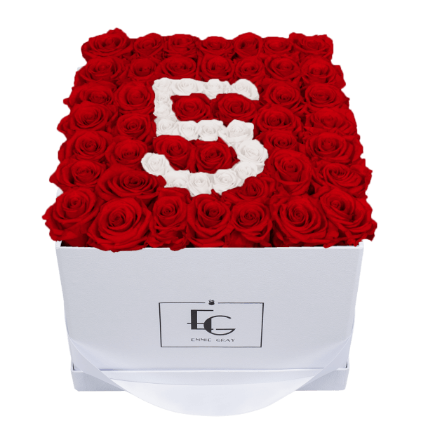 NUMBER INFINITY ROSEBOX | VIBRANT RED & PURE WHITE | L