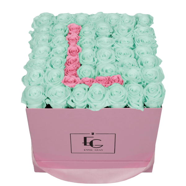 LETTER INFINITY ROSEBOX | MINTY GREEN & BRIDAL PINK | L