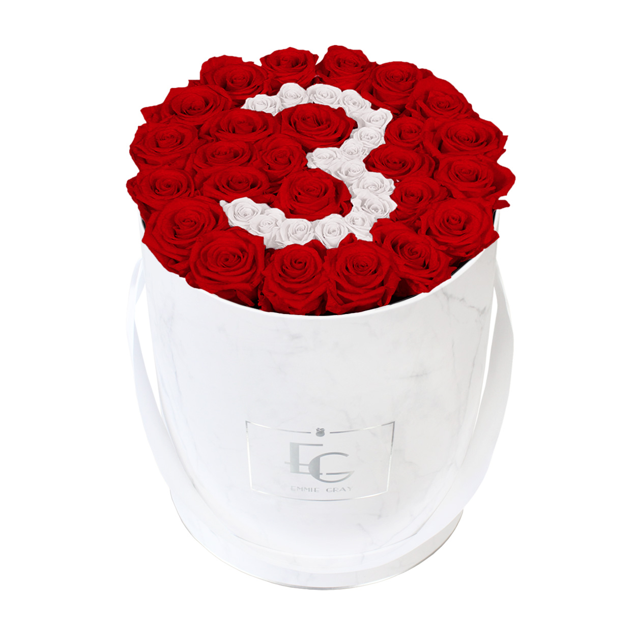 Number Infinity Rosebox | Vibrant Red & Pure White | L