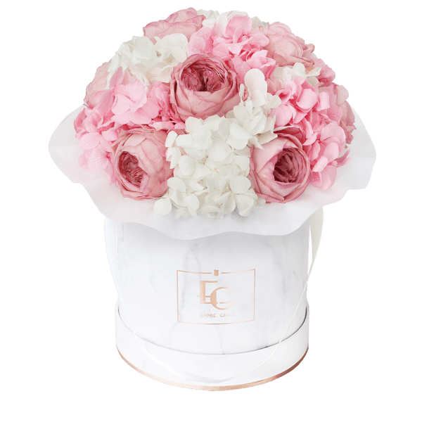 Splendid Peony Mix Infinity Rosebox | Bridal Pink & Pure White | S