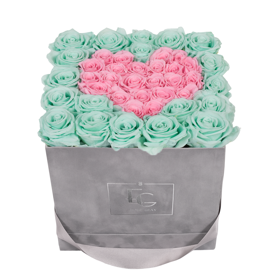 HEART SYMBOL INFINITY ROSEBOX | MINTY GREEN & BRIDAL PINK | M
