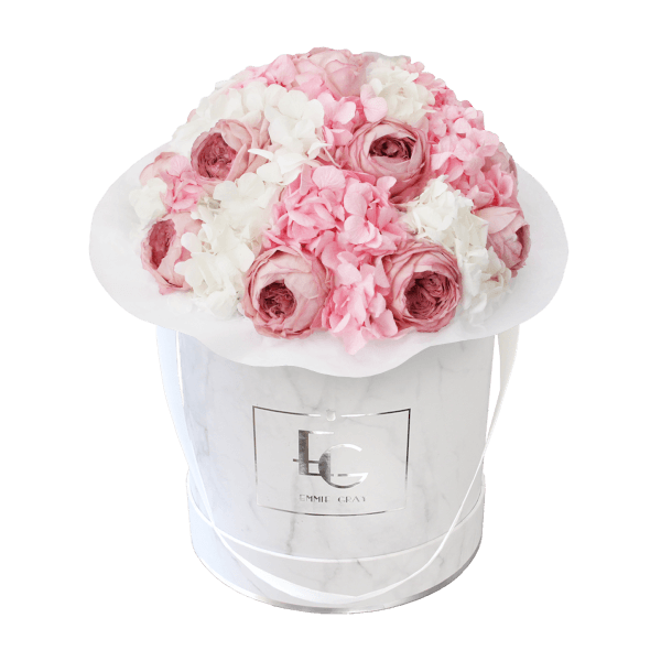 Splendid Peony Mix Infinity Rosebox | Bridal Pink & Pure White | M