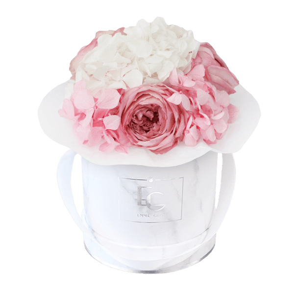 Splendid Peony Mix Infinity Rosebox | Bridal Pink & Pure White | XS
