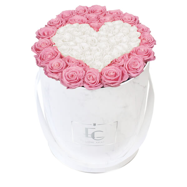 Heart Symbol Infinity Rosebox | Bridal Pink & Pure White | L
