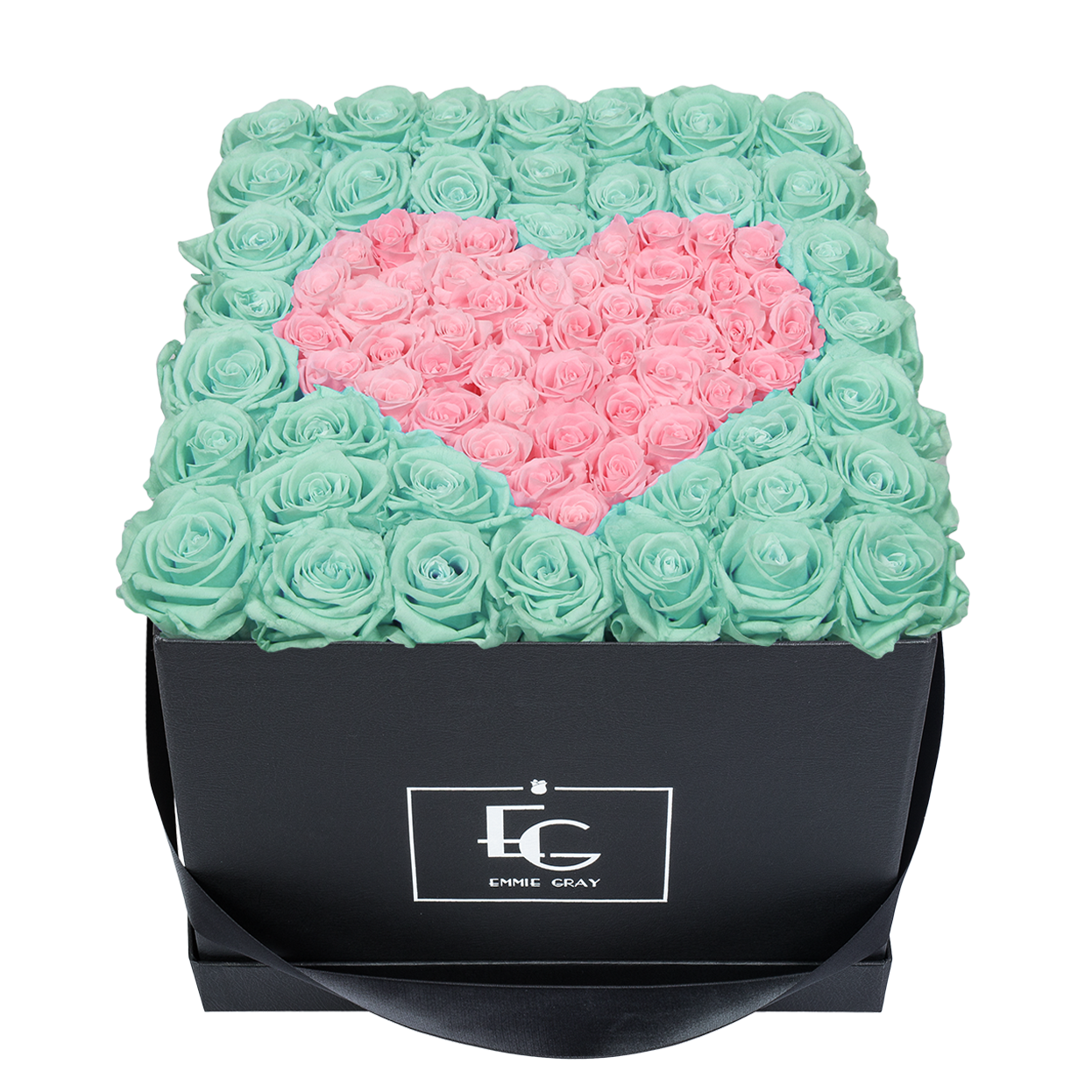 HEART SYMBOL INFINITY ROSEBOX | MINTY GREEN & BRIDAL PINK | L