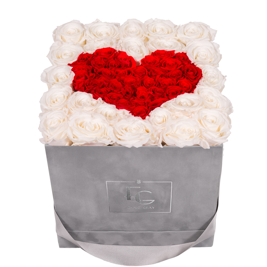 HEART SYMBOL INFINITY ROSEBOX | PURE WHITE & VIBRANT RED | M