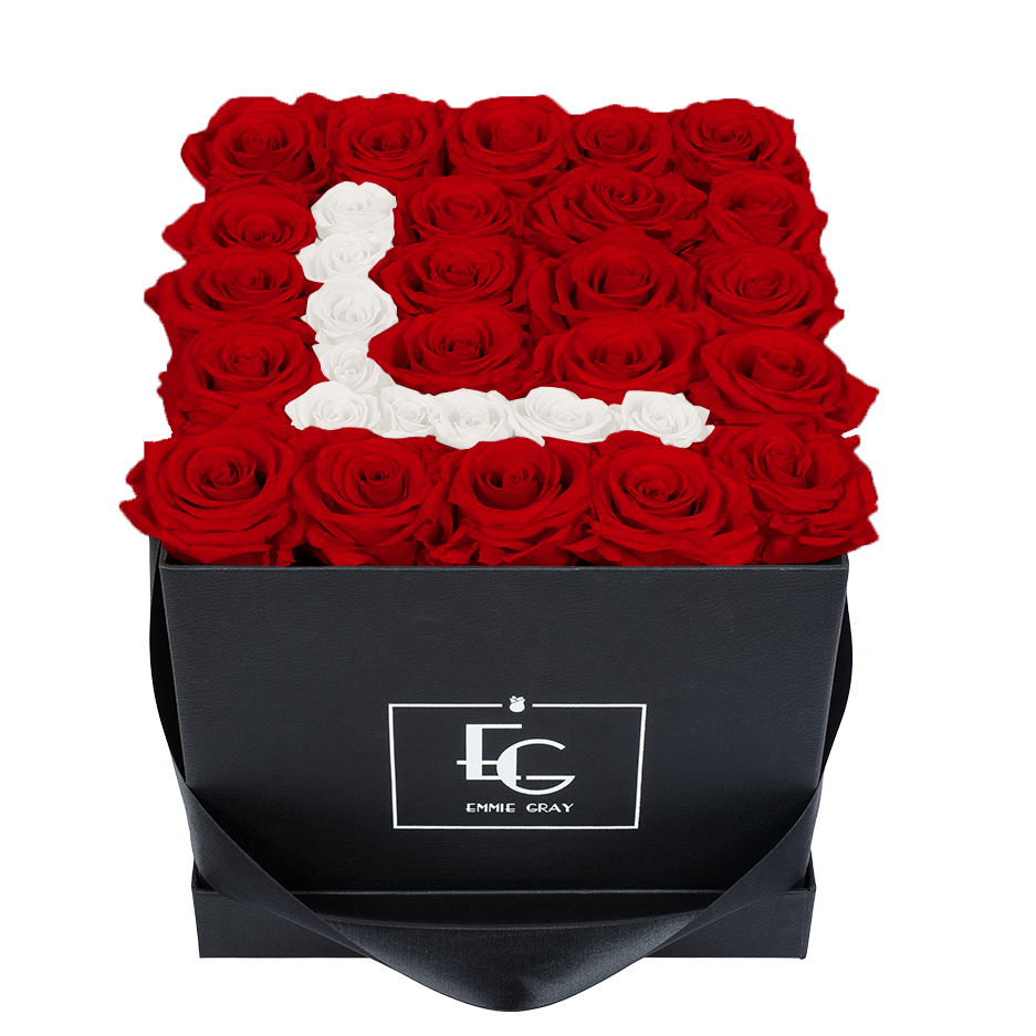 LETTER INFINITY ROSEBOX | VIBRANT RED & PURE WHITE | M