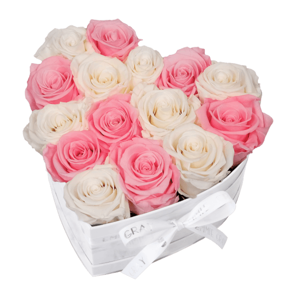 Mix Infinity Rosebox | Pure White & Bridal Pink | M