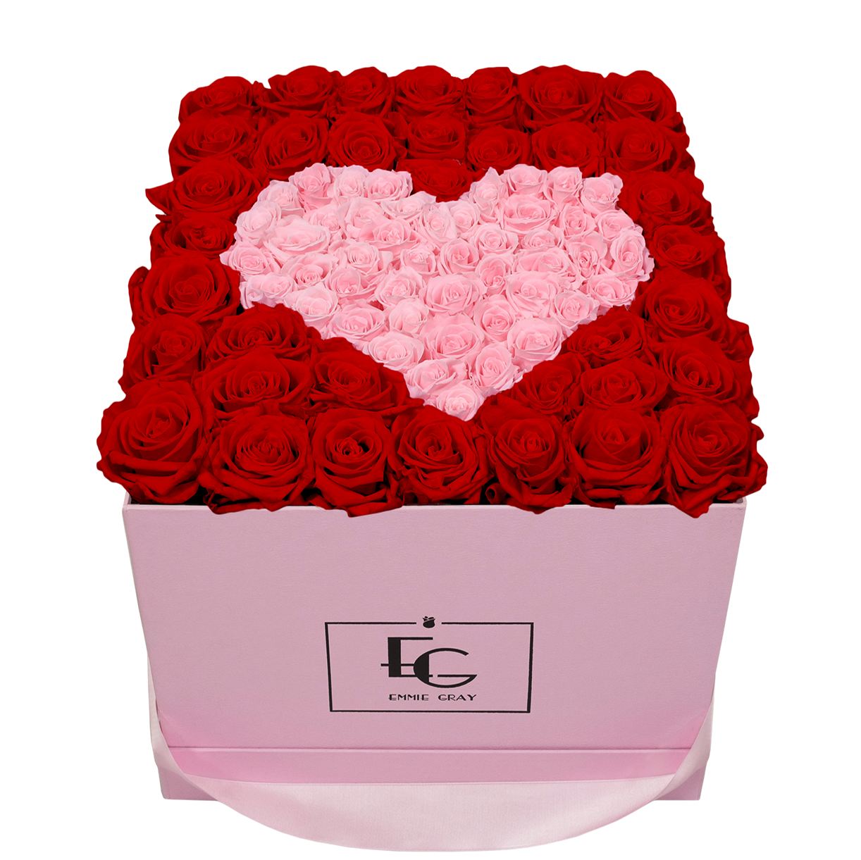 HEART SYMBOL INFINITY ROSEBOX | VIBRANT RED & BRIDAL PINK | L