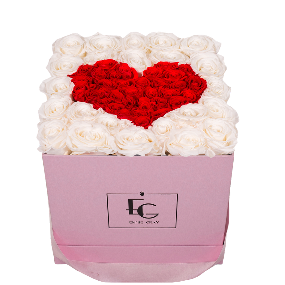 HEART SYMBOL INFINITY ROSEBOX | PURE WHITE & VIBRANT RED | M HEART SYMBOL INFINITY ROSEBOX | PURE WHITE & VIBRANT RED | M
