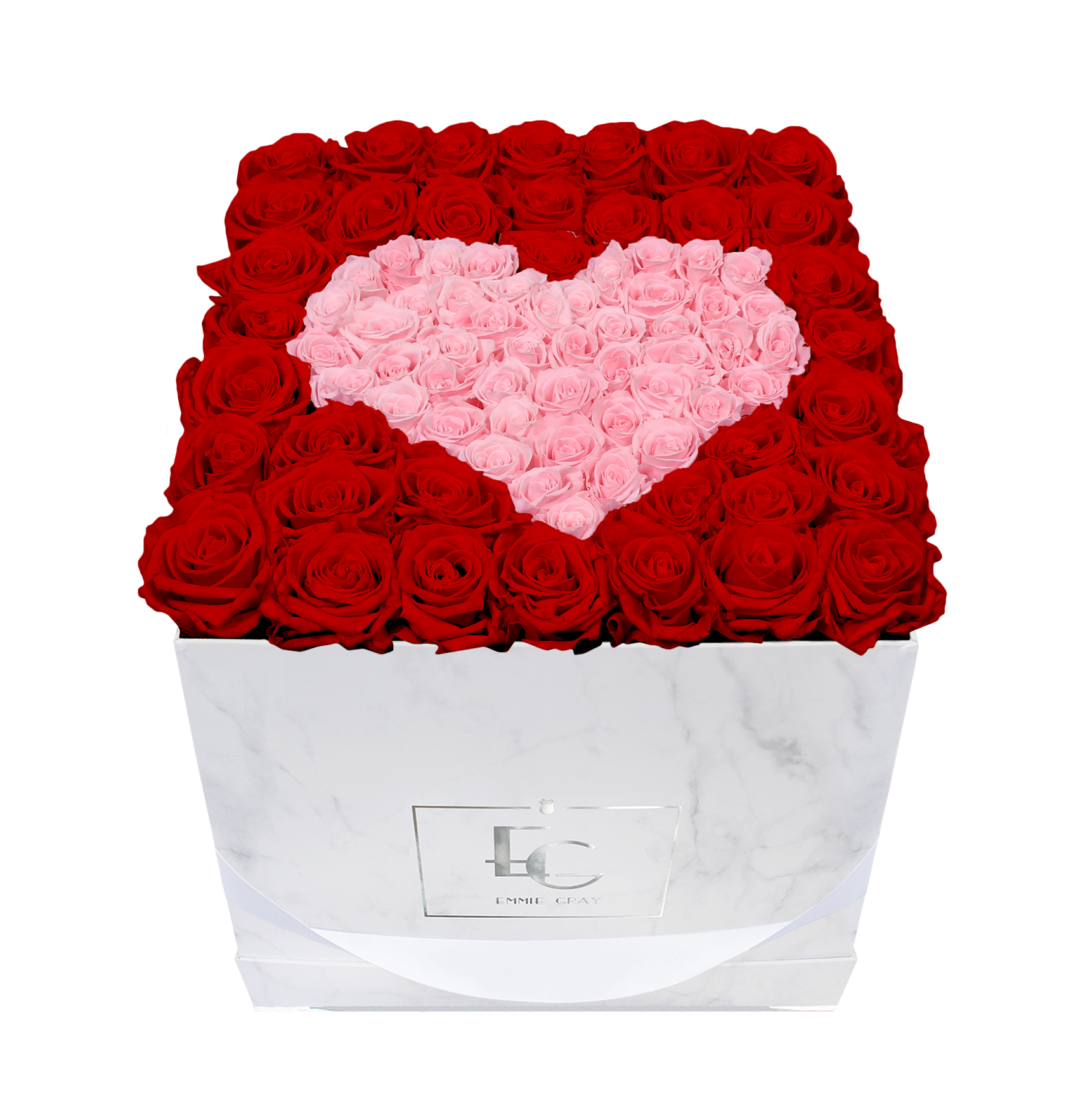 Heart Symbol Infinity Rosebox | Vibrant Red & Bridal Pink | L