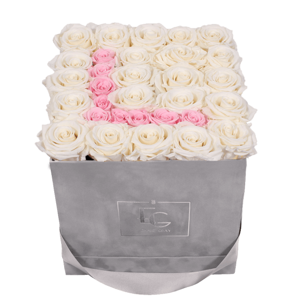 LETTER INFINITY ROSEBOX | PURE WHITE & BRIDAL PINK | M