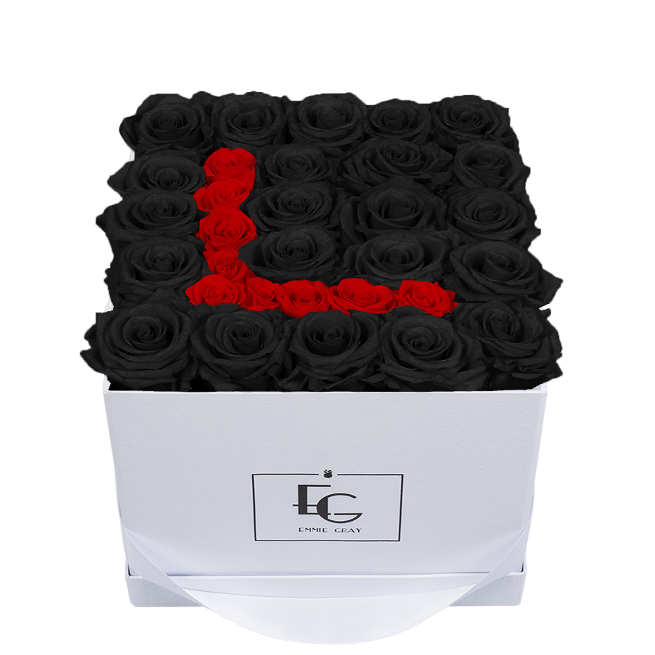 LETTER INFINITY ROSEBOX | BLACK BEAUTY & VIBRANT RED | M