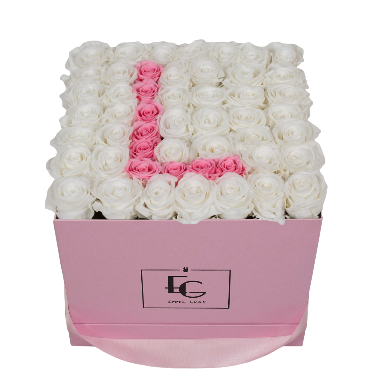 LETTER INFINITY ROSEBOX | PURE WHITE & BRIDAL PINK | L LETTER INFINITY ROSEBOX | PURE WHITE & BRIDAL PINK | L