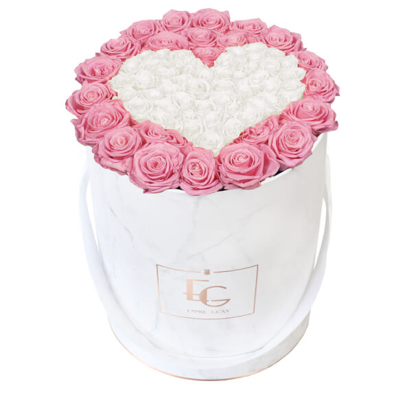 Heart Symbol Infinity Rosebox | Bridal Pink & Pure White | L