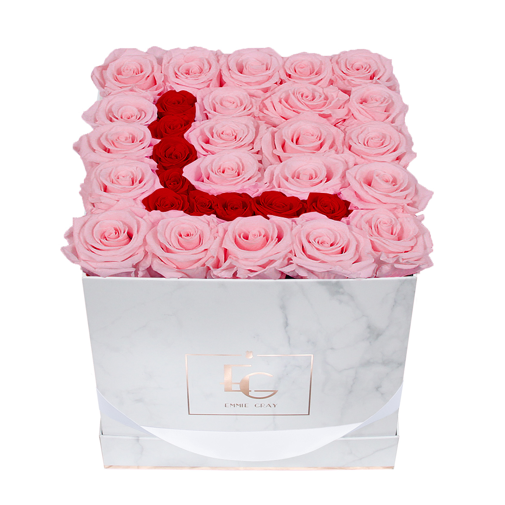 Letter Infinity Rosebox | Bridal Pink & Vibrant Red | M