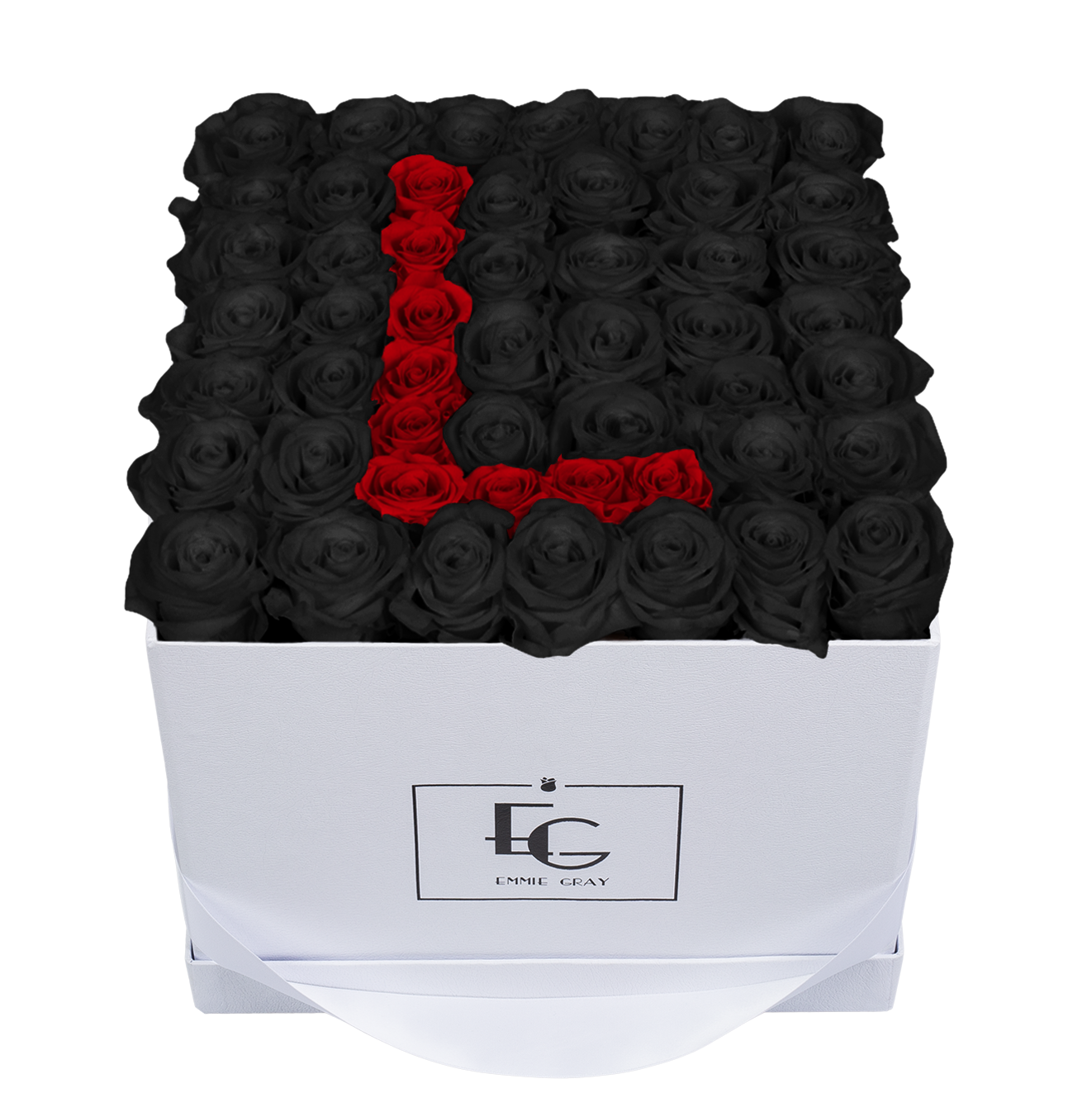 LETTER INFINITY ROSEBOX | BLACK BEAUTY & VIBRANT RED | L