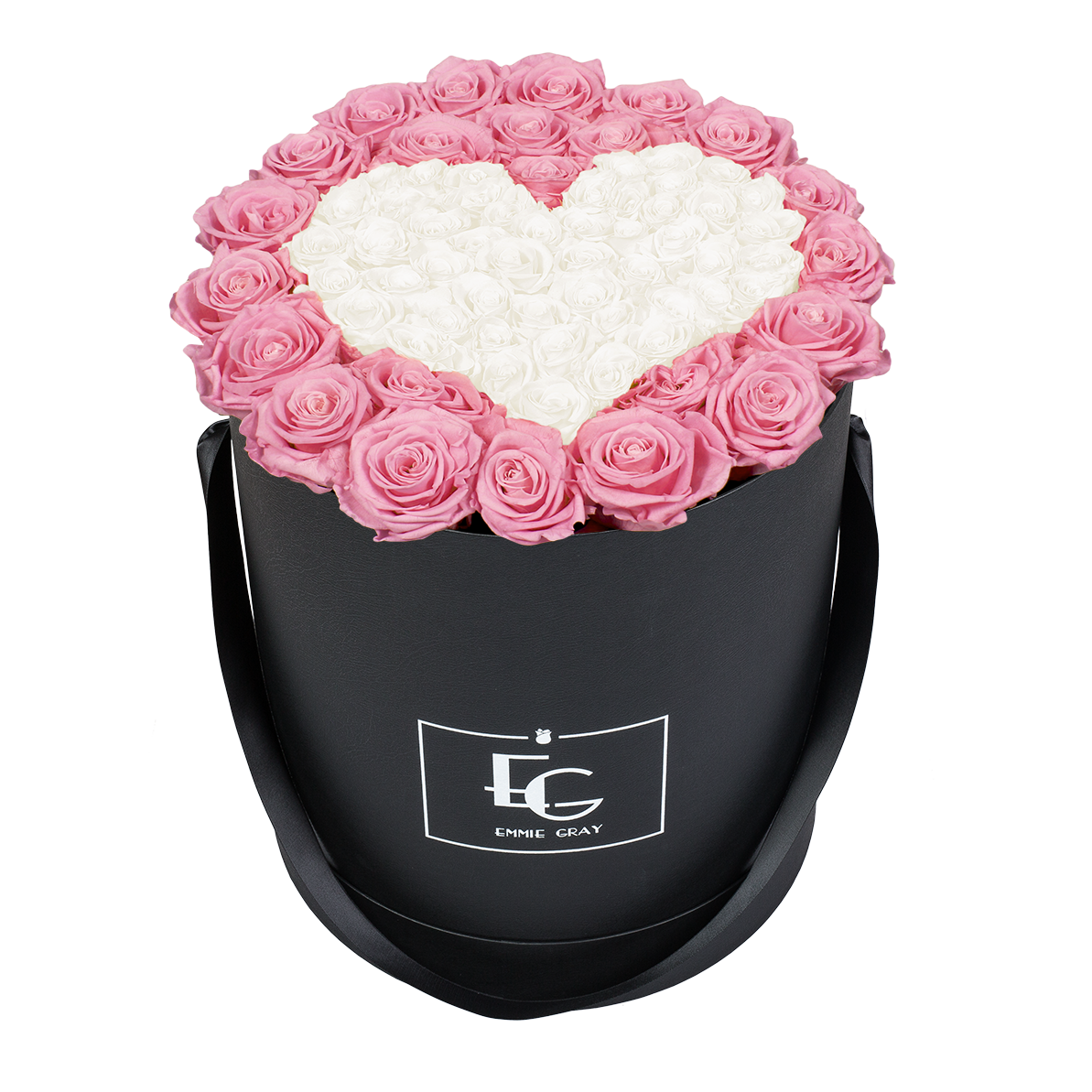 HEART SYMBOL INFINITY ROSEBOX | BRIDAL PINK & PURE WHITE | L