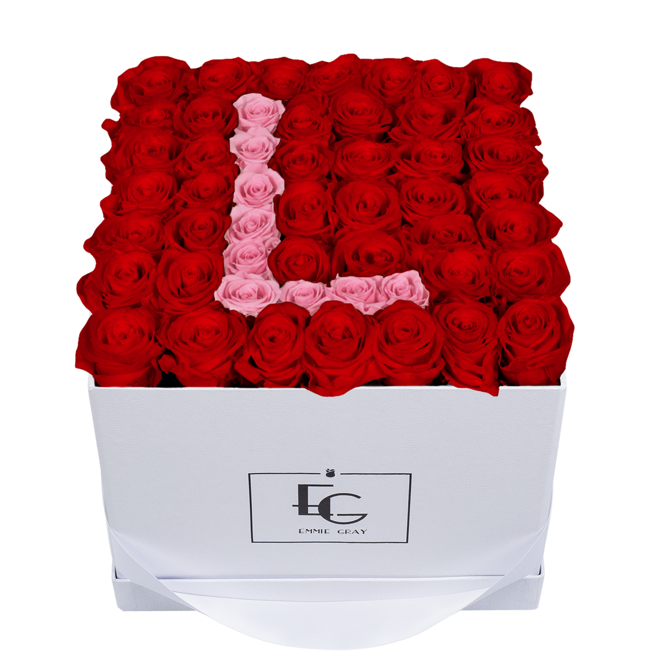 LETTER INFINITY ROSEBOX | VIBRANT RED & BRIDAL PINK | L