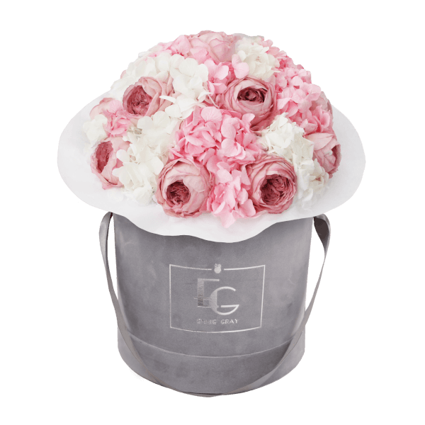 Splendid Peony Mix Infinity Rosebox | Bridal Pink & Pure White | M