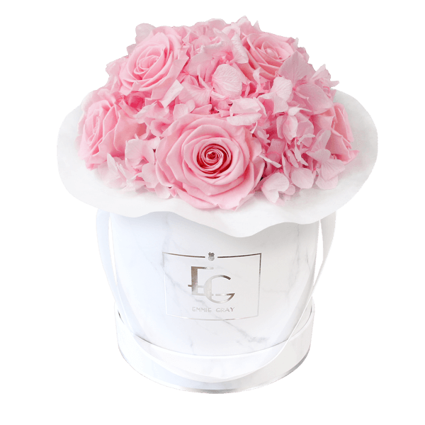 Splendid Hydrangea Infinity Rosebox | Bridal Pink | S