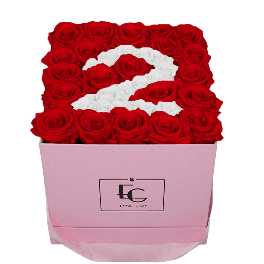 NUMBER INFINITY ROSEBOX | VIBRANT RED & PURE WHITE | M