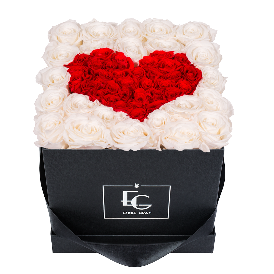HEART SYMBOL INFINITY ROSEBOX | PURE WHITE & VIBRANT RED | M HEART SYMBOL INFINITY ROSEBOX | PURE WHITE & VIBRANT RED | M